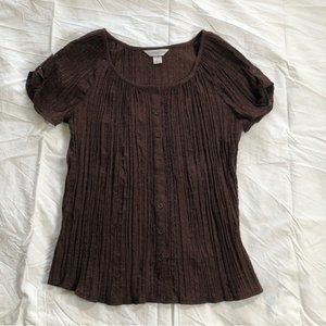 Christopher & Banks Chocolate Brown Gauzy Blouse Medium